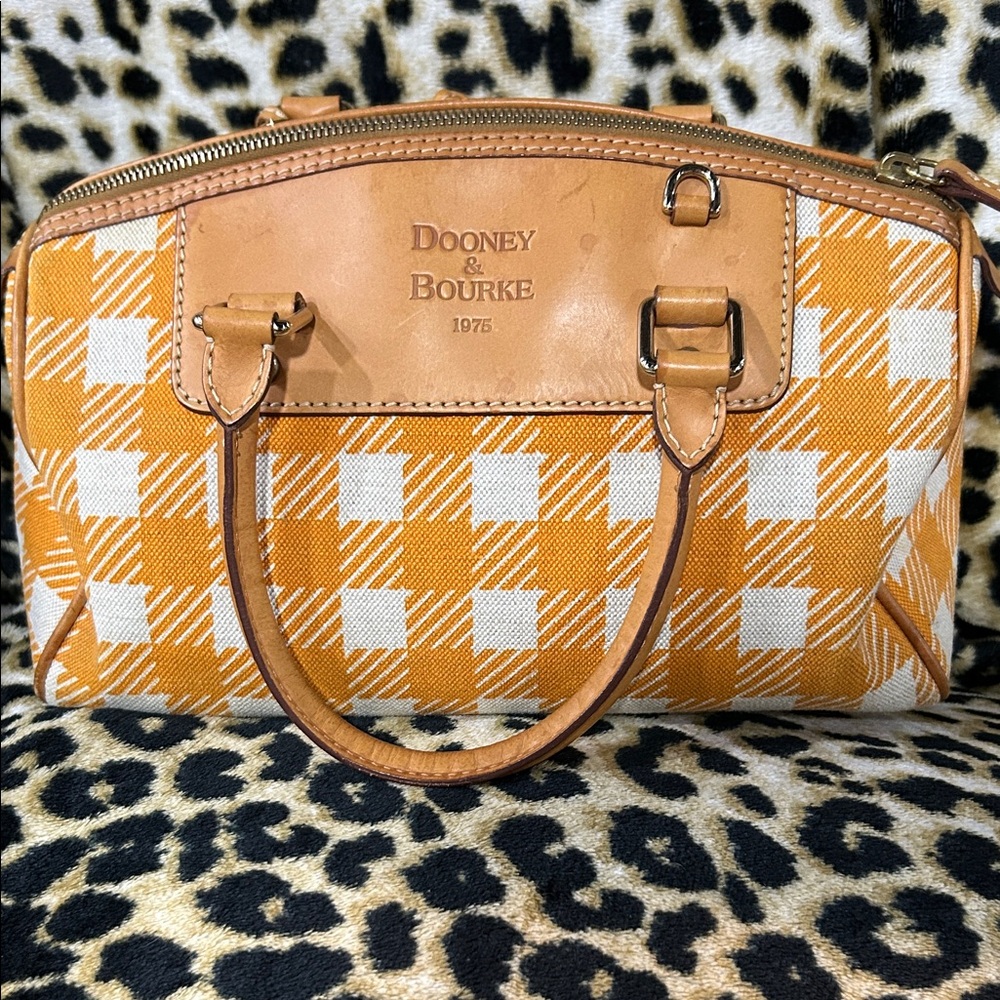 Dooney & Bourke Orange and White Checkered Satchel